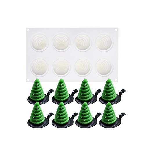 molde calabaza 3d, molde pastel 3d, moldes silicona para postres pudín, 8 cavidades Forma de árboles de navidad