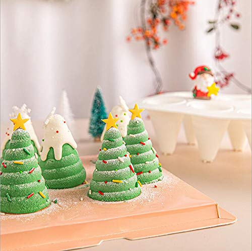 molde calabaza 3d, molde pastel 3d, moldes silicona para postres pudín, 8 cavidades Forma de árboles de navidad