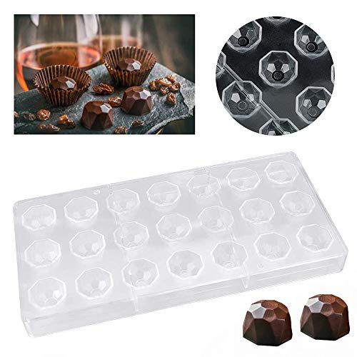 Molde de Chocolate, Molde Transparente de Diamante de 21 Agujeros, Policarbonato, Hecho a Mano, Herramienta de Decoración para DIY Jalea Dulce Bandeja Herramienta para Hornear