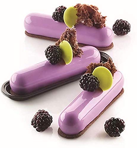 Molde de silicona de 8 cavidades, tiras largas, molde Eclair para chocolate, galletas, herramientas de bricolaje, molde rectangular de silicona para mousse, molde para galletas, bandeja para pan