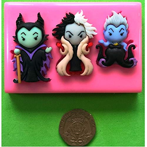 Molde de silicona maléfica de Disney Villains Cruella de Vil, Ursula, para decoración de tartas y magdalenas