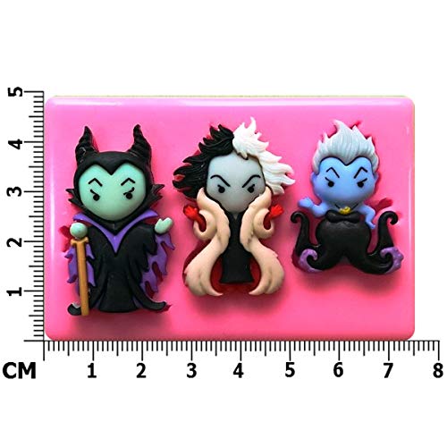Molde de silicona maléfica de Disney Villains Cruella de Vil, Ursula, para decoración de tartas y magdalenas