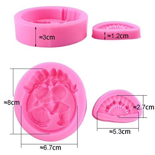 Molde de Silicona para Fondant Cenefa Tarta Hielo Pasta de goma Caramelo Decoración Cake Fiesta Postre Tarta pasta de azúar (Forma Novios abrazados)