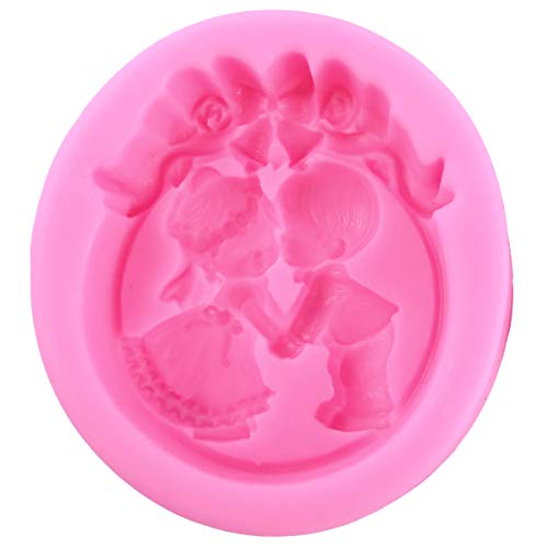 Molde de Silicona para Fondant Cenefa Tarta Hielo Pasta de goma Caramelo Decoración Cake Fiesta Postre Tarta pasta de azúar (Forma Novios abrazados)