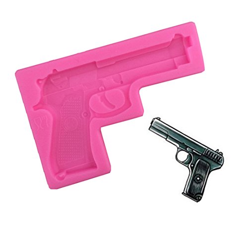 Molde de silicona para tartas con forma de pistola para fondant, jabón en 3D, para decoración de pasteles, pasteles, dulces, chocolate, moldes para herramientas de horneado Handgun