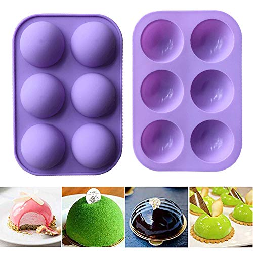 Molde de silicona semiesfera medio 6 paquetes de molde para hornear para hacer chocolate, pastel, gelatina, mousse de cúpula