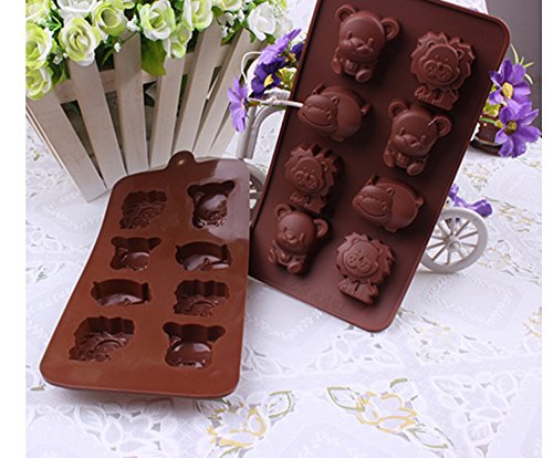 Molde decorativo de silicona para hornear galletas con diseño de animales, oso, león, hipopótamos
