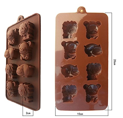 Molde decorativo de silicona para hornear galletas con diseño de animales, oso, león, hipopótamos