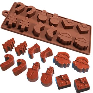 Molde Horneado Silicona 6 Formas Navidad Chocolate Tarta Hielo Gelatina Fondant - Marrón, 6 figuras navidad