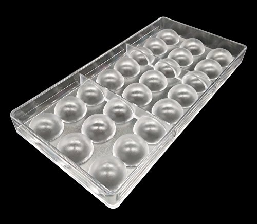 Molde para bombones de policarbonato transparente, para bombones, gelatina, caramelos, bandeja para 21 unidades redonda.