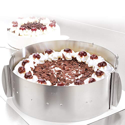 Molde para tarta - Tartas de ensueño para cualquier ocasión - Molde redondo de acero inoxidable ajustable mediante pinzas - Altura: 8,5 cm – Made in Germany