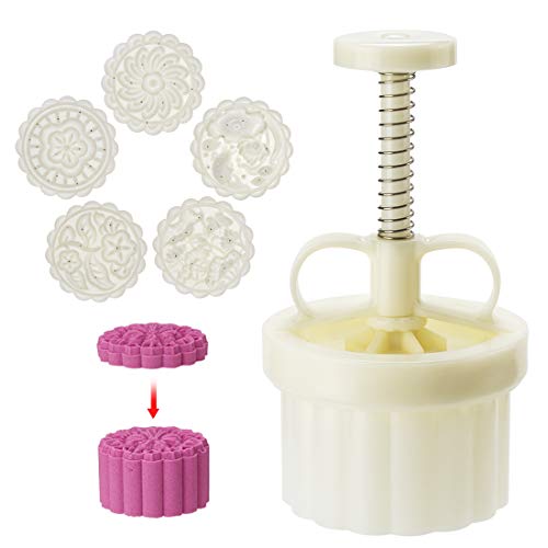 Molde para tartas con diseño de luna y sellos de galletas, grosor ajustable, plástico abs, 5pcs 150g stamps