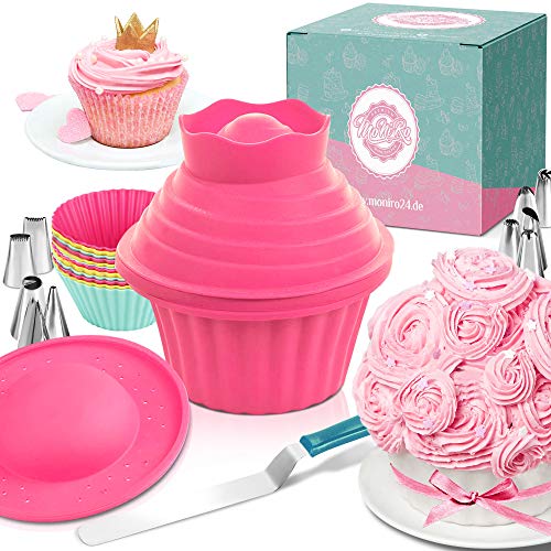 Moldes de repostería para cupcakes grandes de MoNiRo - Molde para magdalena extra grande XXL y manga pastelera para repostería - Cupcakes gigantes - Juego de accesorios de repostería, 30 piezas