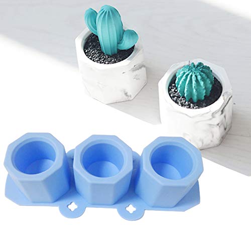 Moldes de silicona para macetas, moldes de arcilla de cerámica, para manualidades, para hacer tartas, gelatinas, microondas y congelador. Verde-Azul