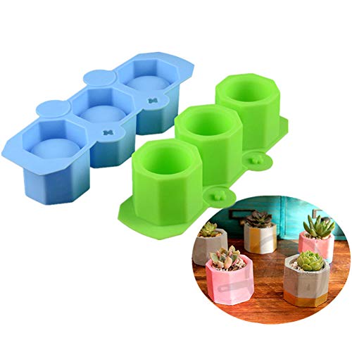 Moldes de silicona para macetas, moldes de arcilla de cerámica, para manualidades, para hacer tartas, gelatinas, microondas y congelador. Verde-Azul