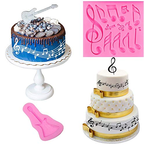 Moldes de silicona para notas musicales, 3 unidades, para decorar tartas, fondant, azúcar, fondant, chocolate, tartas
