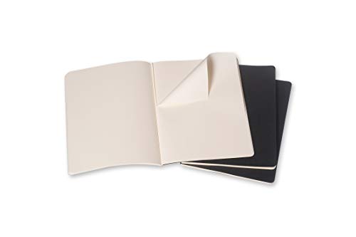 Moleskine - Cahier Journal, Set de 3 Cuadernos con Páginas Blancas, Cubierta de Cartón, Tamaño Extra Grande 19 x 25 cm, Color Negro, 120 Páginas