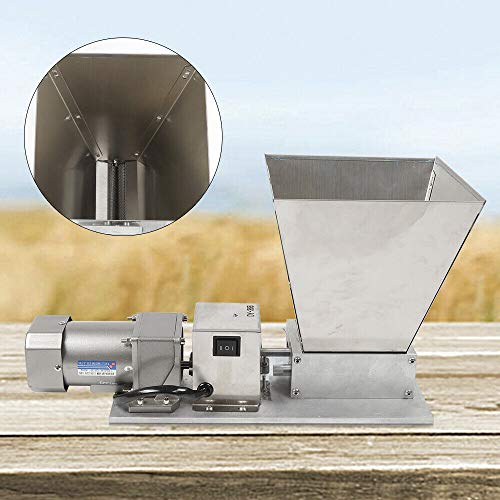 Molino de grano 75RPM 40W Eléctrico Manual ajustable 2 rodillos Molino de grano de malta en acero inoxidable Trituradora manual para moler maíz, granos de café, trigo alimentario, granos, avena, etc.