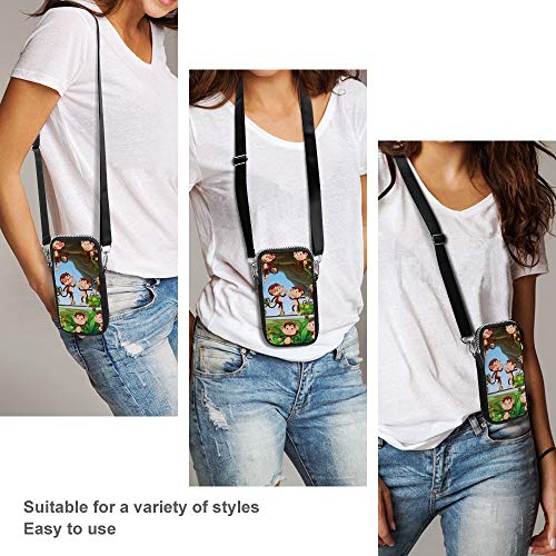 Monedero para teléfono móvil, bolso cruzado con correa para el hombro extraíble, monos en árboles, bolsa impermeable para dinero y muñeca, bolsas de yoga para hombres