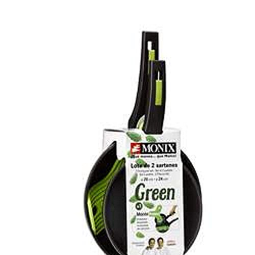Monix Pack 2 Sartenes y Protector Green 20Cm y 24Cm Forma Redonda Aluminio Forjado Aptas Para Induccion