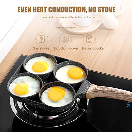Monkys Sartén Antiadherente, sartén de Cuatro Agujeros para freír Huevos Hamburguesa Fabricación de aleación de Aluminio para Huevos fritos, Hamburguesas Utensilio de Cocina