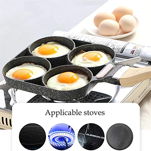 Monkys Sartén Antiadherente, sartén de Cuatro Agujeros para freír Huevos Hamburguesa Fabricación de aleación de Aluminio para Huevos fritos, Hamburguesas Utensilio de Cocina
