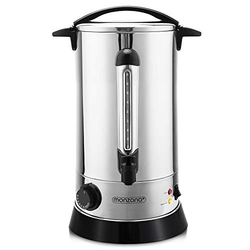 Monzana Hervidor dispensador de 20 litros 1650 W bebidas calientes té vino café acero inoxidable tapa extraíble eventos