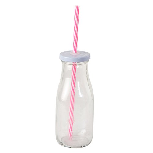 Mopec Botellitas con Tapa, Cristal, Rosa, 6x6x15 cm, 8 Unidades