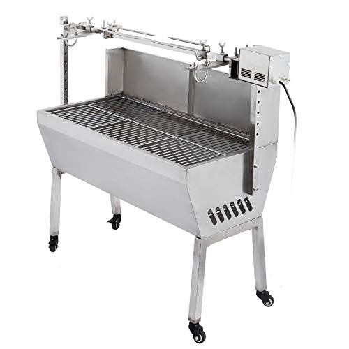 Moracle Asadora Barbacoa 60KG Asador Giratorio Parrilla de Carbón Asador Jardín BBQ Barbacoa al Aire Libre Asado a la Plancha Cerdo Pollo (60kg)