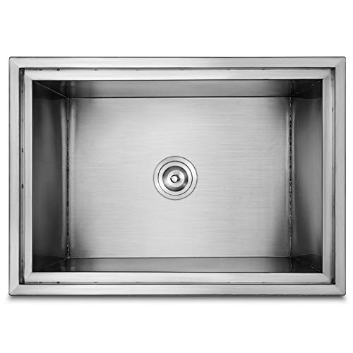 Moracle Congelador Cofre de Hielo Empotrable con Tapa Enfriador de Depósito de un Solo Recipiente de Acero Inoxidable en Refrigerador para Zumo Cerveza Vino (52.32 (L) X 34.54 (W) X 32 (H) CM)