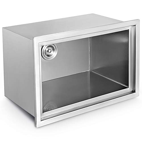 Moracle Congelador Cofre de Hielo Empotrable con Tapa Enfriador de Depósito de un Solo Recipiente de Acero Inoxidable en Refrigerador para Zumo Cerveza Vino (52.32 (L) X 34.54 (W) X 32 (H) CM)