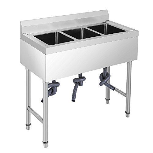 Moracle Fregadero de Cocina de 3 Seno Fregadero Hecho a Mano de Acero Inoxidable Fregadero Cuadrado para la Cocina