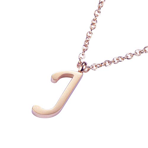 Morella Collar de Oro Rosa y Acero Inoxidable con Colgante Letra J