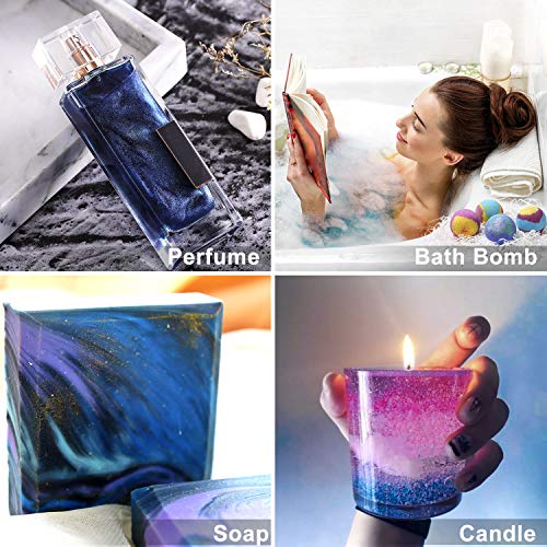 MOSUO Pigmentos en Polvo, 5g Natural Mica Powder Colorant Tintes para teñir Resina Epoxi, Jabones, Slime, Cera, Pintura, Vela, Uñas, Cosmético, Bombas de Baño y Arte de Bricolaje（Azul-Rojo-Morado）