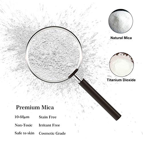 MOSUO Pigmentos para Resina Epoxi, 50g Blanco Pigmentos en Polvo Natural Mica en Polvos Tintes para Teñir Resina Epoxi, Jabones, Slime, Cera, Pintura, Vela, Uñas, Cosmético y Arte de Bricolaje