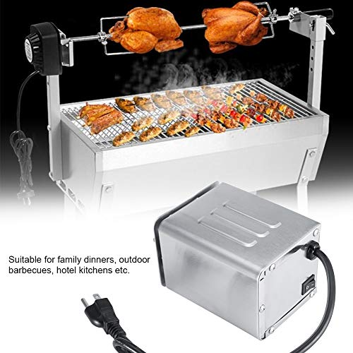 Motor eléctrico 50-70KG Acero inoxidable Asador eléctrico para asador Asador rotativo Motor Barbacoa Carne de cabra Cerdo Pollo Acero inoxidable 15W Hogar comercial Accesorios de barbacoa(110v)