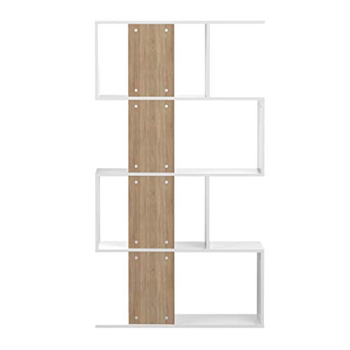 Movian Ercina - Librería, 89 x 25 x 165 cm (largo x ancho x alto), roble y blanco
