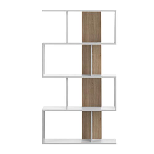 Movian Ercina - Librería, 89 x 25 x 165 cm (largo x ancho x alto), roble y blanco