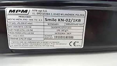 MPM SMILE-KN-02/1KB Cocina de Gas, Adultos Unisex, Negro, 2 Quemadores