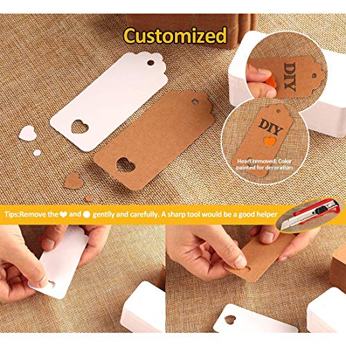 Mr-Label Etiquetas de papel kraft para regalo, etiquetas para colgar con un bonito corazón hueco, para boda, Navidad, marcapáginas, con cuerda de yute gratis (100 unidades), color negro