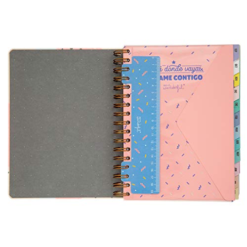 Mr Wonderful 2019/20 Diario - Agenda "¿Qué hacemos hoy?", Septiembre 2019 a Septiembre 2020, 17 x 22,1 x 2,8 cm, 368 Páginas, Rosa