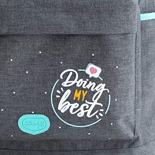 Mr. Wonderful Mochila Gris, Backpack - Doing my best Unisex Adulto, Multicolor, Talla única