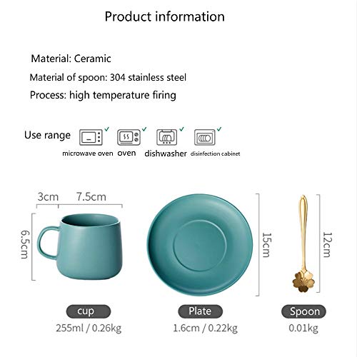 MSNLY Conjunto nórdico Taza de cerámica Oreja Colgante Plato Estilo Europeo Las Tazas de café pequeñas Europeas están Equipadas con Oficina en casa Simple 1 Taza de café con Leche