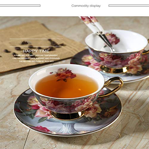 MSNLY Taza de café de China de Hueso de Gama Alta Europea Creativa Rosa Set de Taza de té de la Tarde trazado de platillo de Taza de café de cerámica de Phnom Penh Taza de café de cerámica