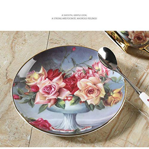 MSNLY Taza de café de China de Hueso de Gama Alta Europea Creativa Rosa Set de Taza de té de la Tarde trazado de platillo de Taza de café de cerámica de Phnom Penh Taza de café de cerámica