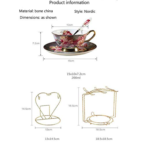 MSNLY Taza de café de China de Hueso de Gama Alta Europea Creativa Rosa Set de Taza de té de la Tarde trazado de platillo de Taza de café de cerámica de Phnom Penh Taza de café de cerámica