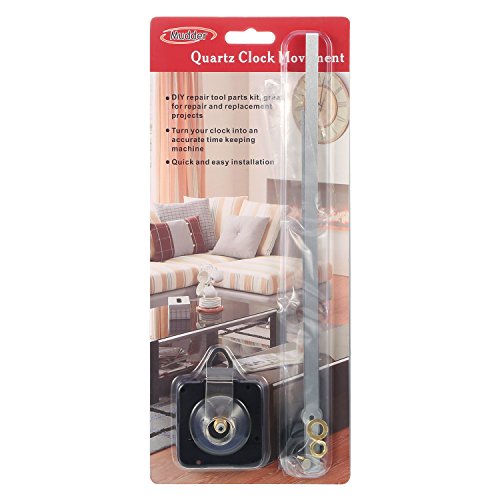 Mudder Movimiento de Reloj de Cuarzo de Par Alto Motor de Mecanismo con Agujas Rectas Largas de 250 mm/ 9,8 Pulgadas (Plateado)