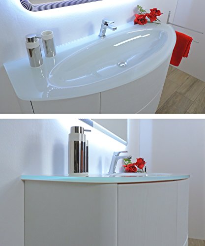 mueble de baño suspendido Eden Touch Blanco, 90 cm., Lavabo Cristal Sin Espejo de LED