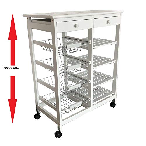 Mueble Gestion VERDULERO FRUTERO Doble 4 CESTAS 4 BALDAS Y 2 CAJONES Color Blanco