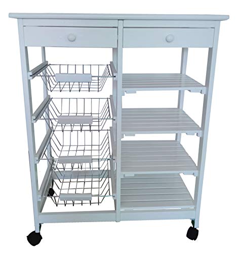 Mueble Gestion VERDULERO FRUTERO Doble 4 CESTAS 4 BALDAS Y 2 CAJONES Color Blanco